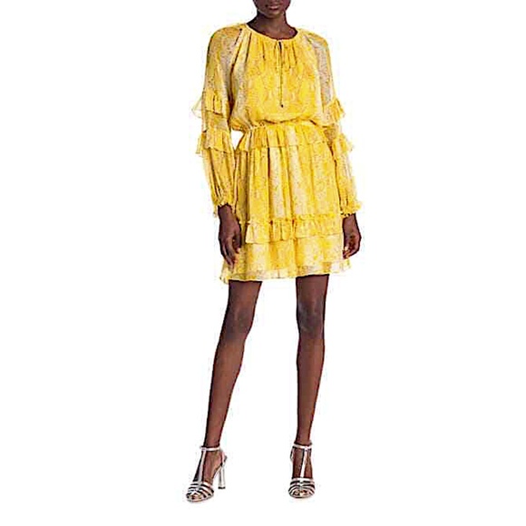 Diane von Furstenberg Haven Snake Print Silk Ruffle Dress - Picture 1 of 10